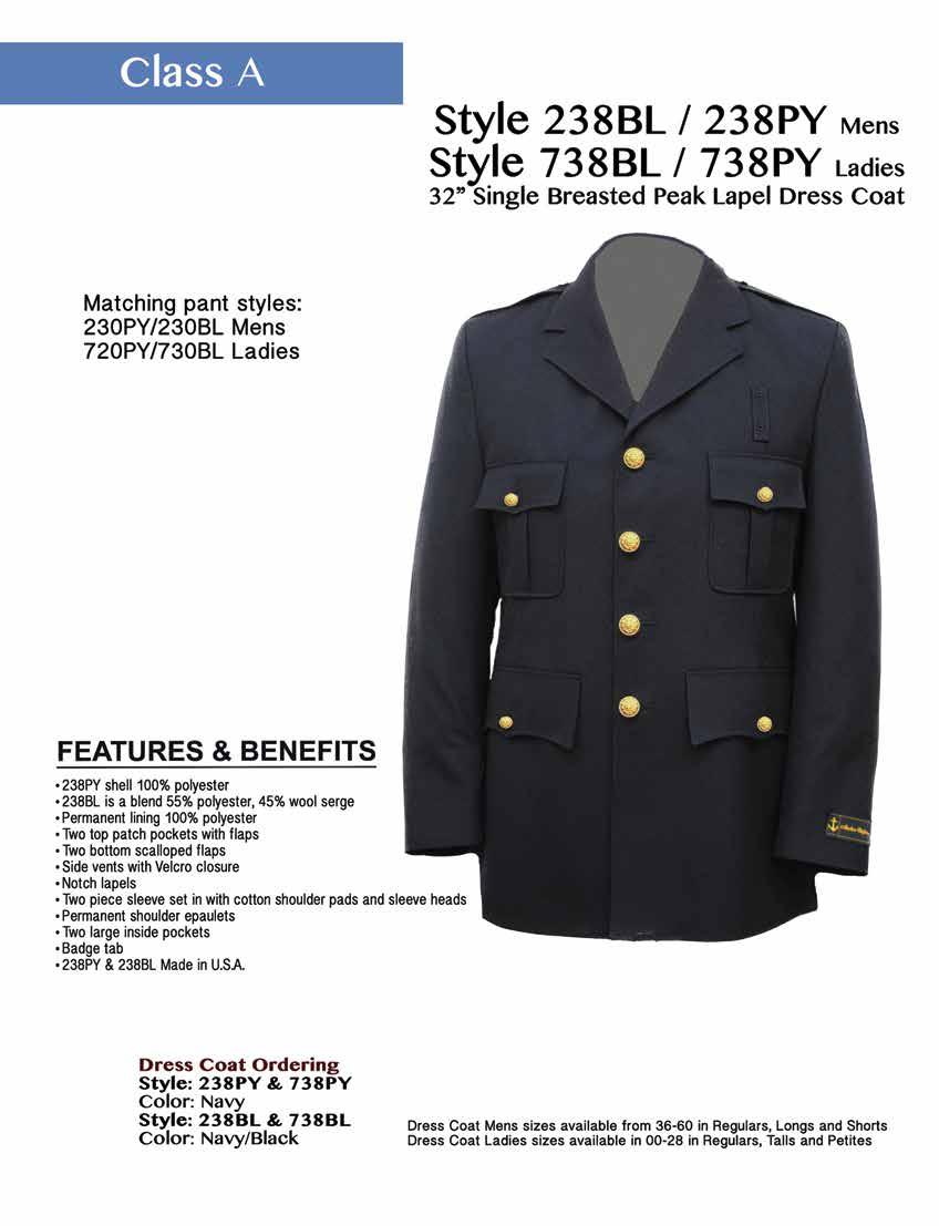 Style 238PY / 238BL Mens Style 738PY / 738BL Ladies 32 Single Breasted Dress Coat Matching pant styles: 230PY/230BL Mens 730PY/730BL Ladies 238PY shell 100% polyester 238BL is a blend 55% polyester,