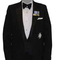 Full Evening Dress - White Tie and Tails or Long Evening Dress Men (White Tie and Tails) The miniature insignia of all orders, decorations and medals should be worn suspended from a medal bar