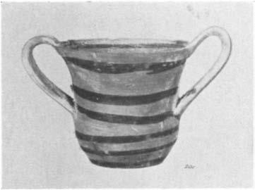 A GEOMETRIC HOUSE AND A PROTO-ATTIC VOTIVE DEPOSIT 589 200. (P 530) Fig. 51. Anz., XLVII, 1932, p. 118, fig. 8 Deep kantharos with a low ring-base and ribbon hanidles.