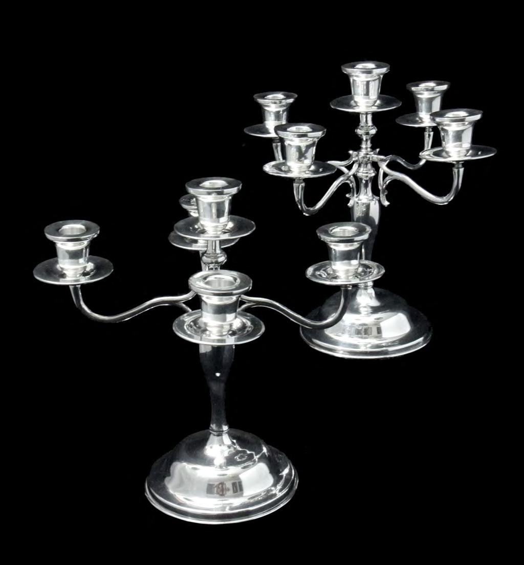 A Magnificent Pair of 5 Candle Sterling Silver Candlesticks in Like New Condition, by One of Mexico's Premier Silversmiths, The Sleek