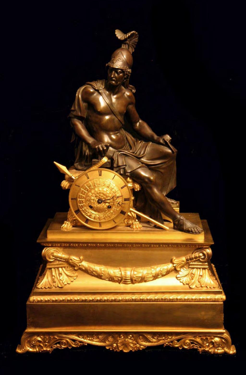 Direct from a Private Mansion in Paris, A Stunning Early 19th Century, "Louis XVI", Gold Plated Bronze and Bronze Patina Mantel Clock by One of France's