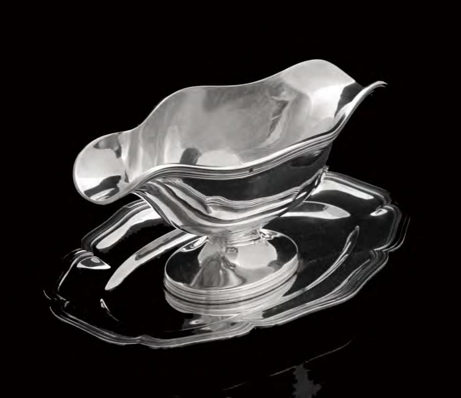 Direct from Paris - A Stunning Privately Commissioned 19th Century Sterling Silver Gravy / Sauce Boat with Matching Serving Platter by Famed French Master Silversmith Albert