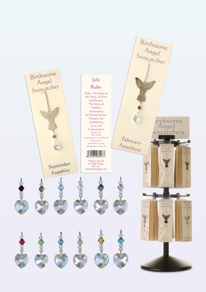Birthstone Angel Suncatchers Code 9060. All year round Best Seller The personal touch - a gift specially chosen with the recipient in mind. Sold in packs of 3 by the month for easy re-ordering.