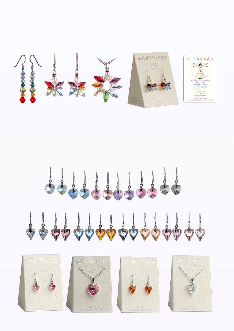 Chakra and Heart Jewellery Chakras Earrings and necklaces featuring chakra colours. All pieces are supplied with a chakra backing card as shown. 27 1030 3030 3530 Hearts!