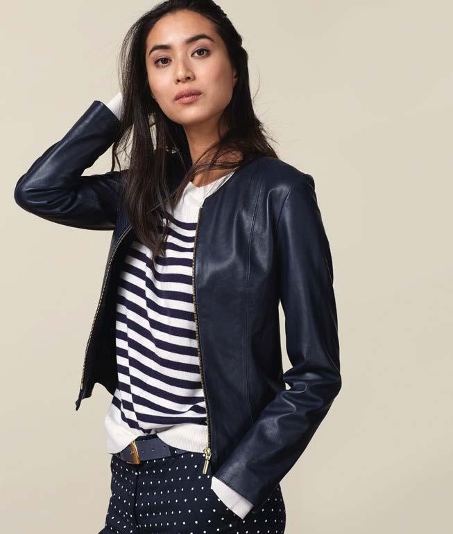Alya Leather Jacket (JK411) $639 Portuguese Leather Polka meets stripes. The result? Effortless.