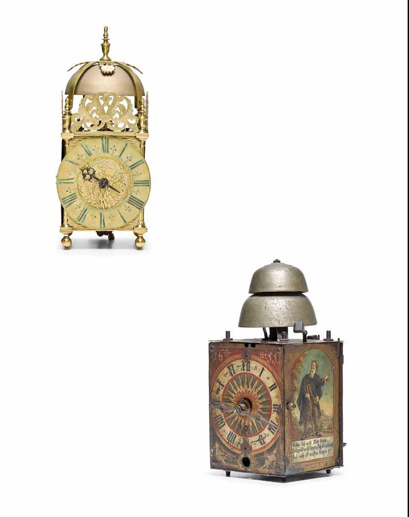PROPERTY OF VARIOUS OWNERS 16 A BRASS LANTERN CLOCK Movement: Weight driven, verge escapement with short bob pendulum, shaped hammer stop and countwheel strike to the bell.