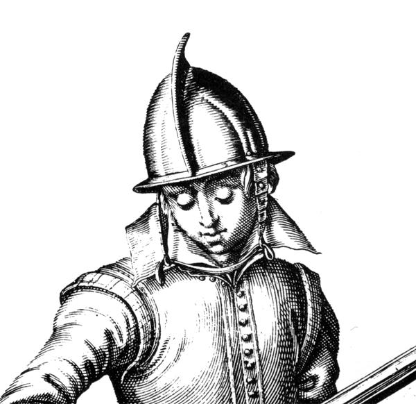 hole punched through it in order to draw it tight once it is riveted in the helm, again allowing the wearer to adjust how high it sits on the head.