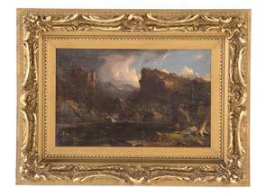 Studio limited blind stamp and fingerprint 1005 Charles Baker Indian Pass- Adirondacks, NY, oil (American, 1844-1906) Oil on canvas, signed, titled, and dated 1860 on verso, 12 1/2 x 19 3/4 in,