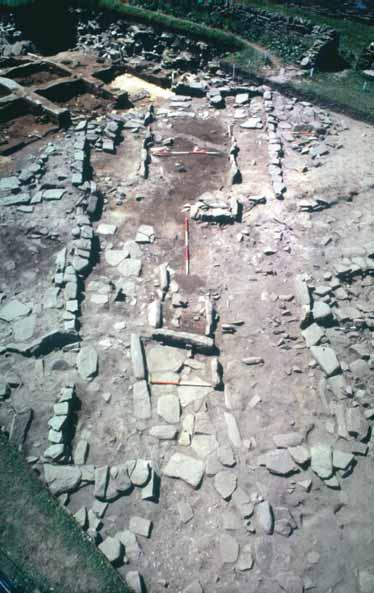 49. Remains of a Viking building with central hearth at Pool, Sanday J R Hunter.