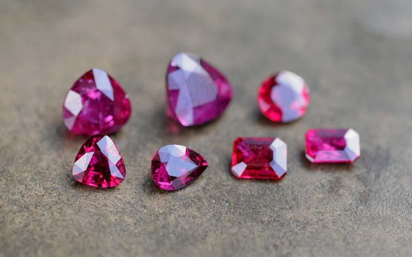 Figure 8: Pailin faceted rubies reported to have been mined at Phnum O Tang volcano area. Rubies: 0.5 to 2 carats. Photo: V. Pardieu, Dec. 2008 At Mr.