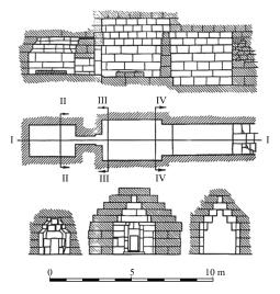 140 W. Machowski Fig. 5. Pantikapaion. Plan and sections of the chamber tomb no. 48 in the ridge of Juz-Oba. Reproduced from Karasev 1955, Ris.