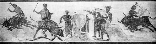 The cult of the heroes reflected... 241 Fig. 3. Victimarius representations from 1 Commodus silver sestertius, 2 Amisos mosaic and 3 Ostia Antica mosaic. Drawing M. Czarnowicz Fig. 4.