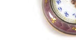 enamelled dial with blue Arabic numerals within a lilac guilloche enameled case suspended on a conforming bow brooch 60-100 606 A parcel of watches
