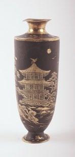 1101 SATSUMA Small Satsuma earthenware vase with enamelled and gilded decoration of