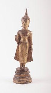 H: 36cm - 14 1113 BUDDHA Gilt bronze standing Buddha