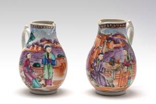 H : 11.5cm - 4.5 1015B CHINA Famille Rose polychrome enamelled flower pots decorated with outdoor scenes animated by various figures.