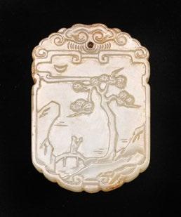 25 1034 CHINA - Strong stones White nephritis Pendant decorated in relief with a figure on a