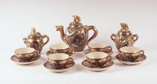 5cm 2 1035 SATSUMA Satsuma earthenware tea set complete for six with enamelled and gilded