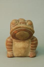 The frog vessel at the British Museum is also painted with feline features and had a stirrup-spout that is now broken off. It is simply described as vessel; vase.