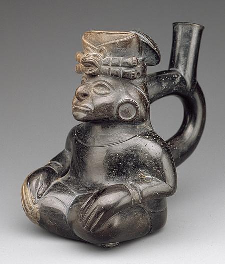 365 Accession: 82.1.30 Object Name = Seated Figure Bottle Culture/Time Period = Moche/2 nd 5 th century Measurements = Height: 6 ⅜ (16.2 cm) Acquisition = Gift of Henry G.