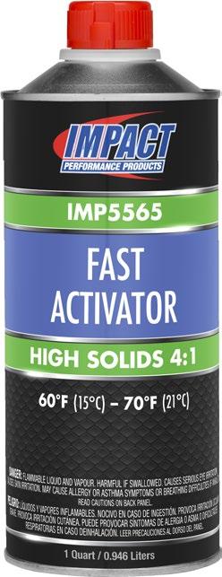 4 Activator speeds. Excellent flow and leveling. IMP5575 Medium Activator High Solids 4:1 Two-coat application.