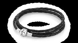 MOMENTS LEATHER BRACELETS Coloured leather and sterling silver Single woven, double woven or triple woven, PANDORA leather bracelets come in classic black, a fabulous range of colours and three