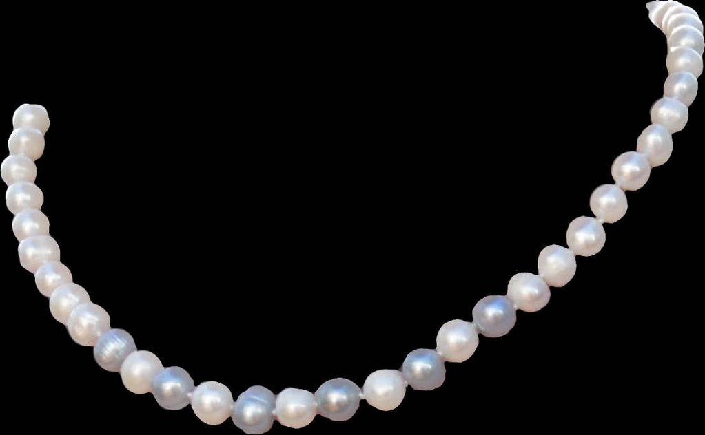 alternating white and silver 9mm pearls.