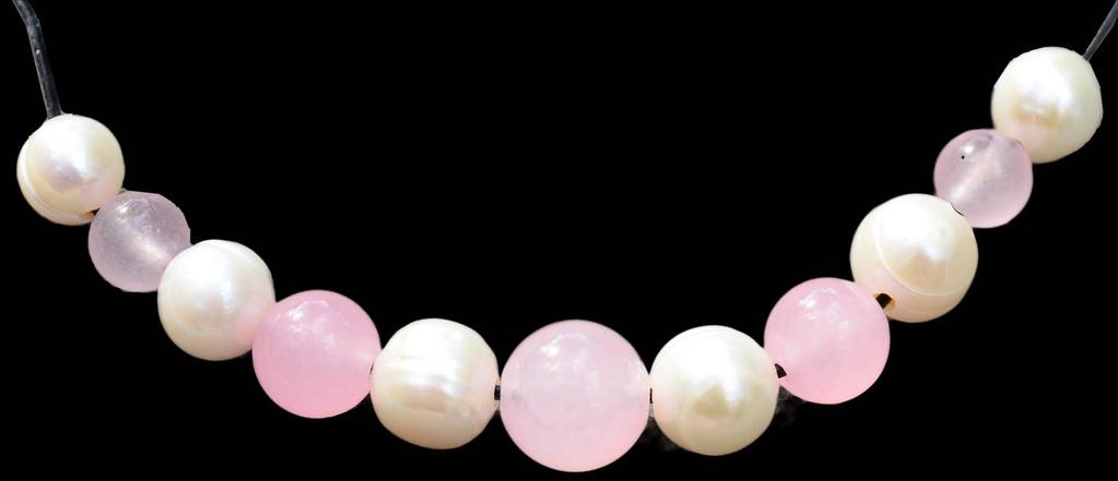 White Pink Pearls on Leather Strand