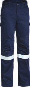 WORKWEAR Bisley Industrial 3M Taped Cargo Pant (BPC6021T) Also available in untaped (BPC6021). 100% Cotton Pre-shrunk Drill 310gsm, 3M 9920 Reflective Tape around lower leg.