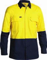 Style: BS6416T / Colours: / Sizes: S-6XL Bisley X Airflow 3M Taped 2 Tone Hi-Vis Ripstop Shirt (BS6415T) 100% Cotton