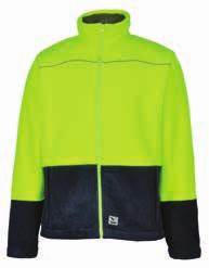 bonded Fleece with Sherpa Fleece inner. Zippered front pockets. Reflective piping at front and back yoke.