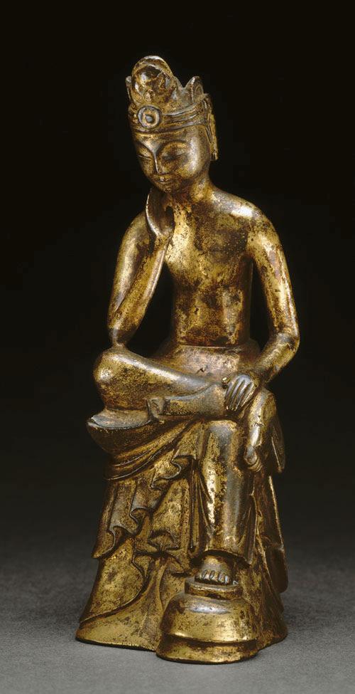 Title: Bodhisattva in Contemplation Date / Period: Six century Origin: Korea Inv.N: EO 601 Medium: Gilt bronze Size: H.