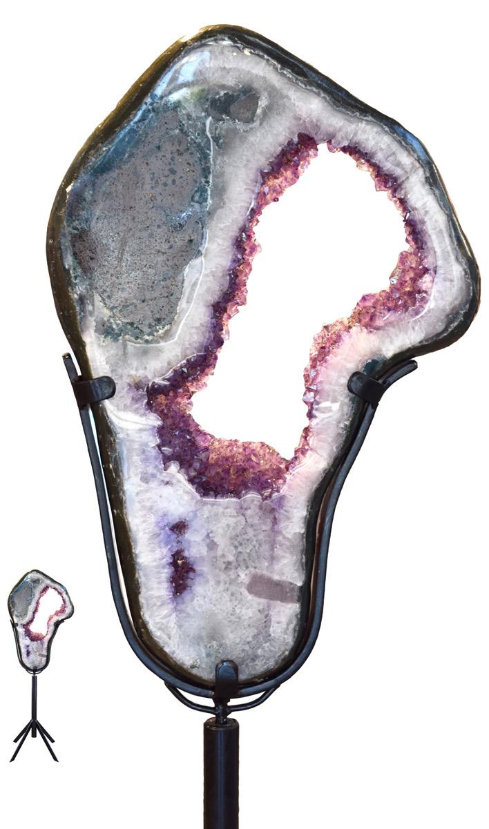 TWO-SIDED AMETHYST AND AGATE GEODE SLICE This amethyst geode and agate slice comes from the city of Ametista do Sul in the ian state of Rio Grande do Sul.