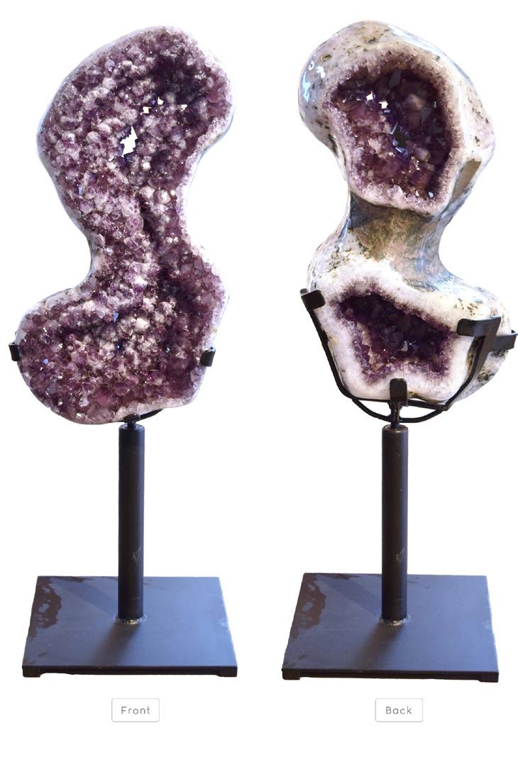 TWO-SIDED AMETHYST CLUSTER This special two-sided amethyst stands just over 4 ½ feet tall in a rotating base.