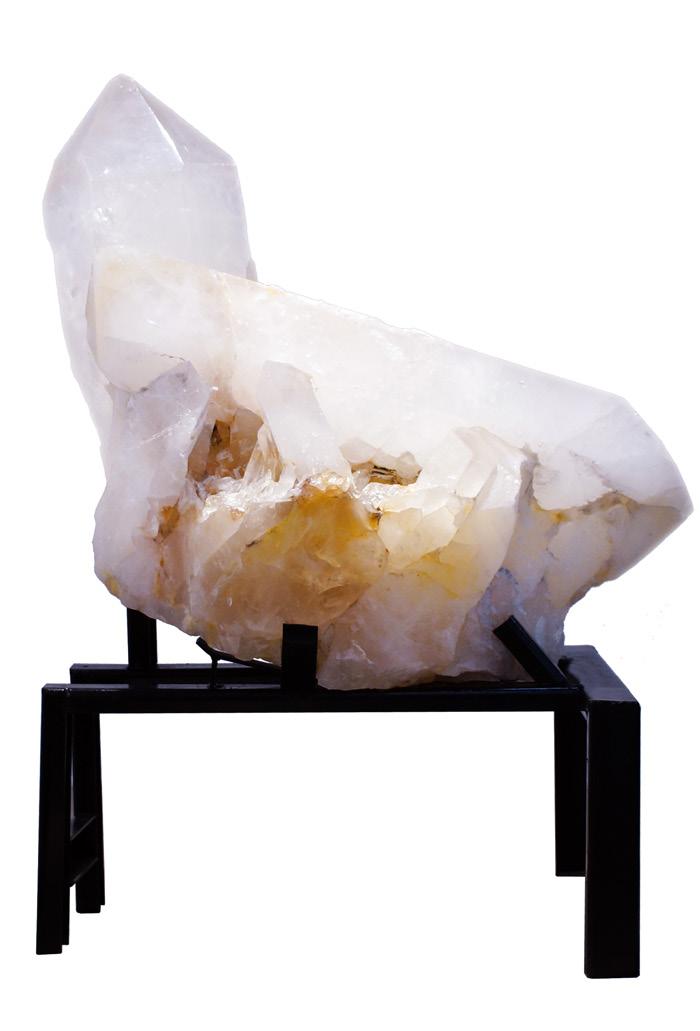 GIANT TWO-POINT ANGLED WHITE QUARTZ CLUSTER This giant, two-point clear quartz cluster is an amazing director of energy.