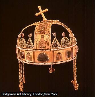 Crown of Saint Stephen This crown was worn by Stephen I, who became the first king of Hungary in 1001. He was also known as Saint Stephen.