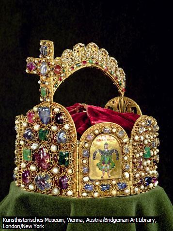 Crown of the Holy Roman Emperor The imperial crown of the Holy Roman Empire is a masterpiece of goldsmith s art from the 11th century, when it was first used at the coronation of Conrad II.