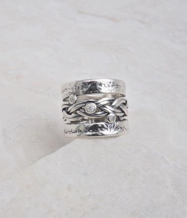 Braided Band Ring with CZ's, Cubic Whole