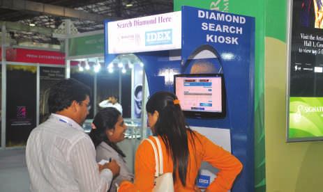 Idex Diamond Search Kiosk is located in Hall No.1, This kiosk allows visitors to check the stock listing and price of all loose diamond sold by exhibitors.