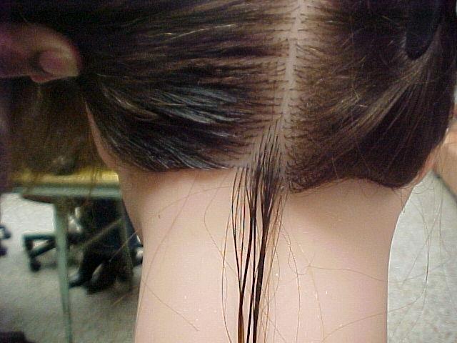 Diagonal Sub-sections Use wide-tooth part of comb Section ½ diagonal partings Cut the hair