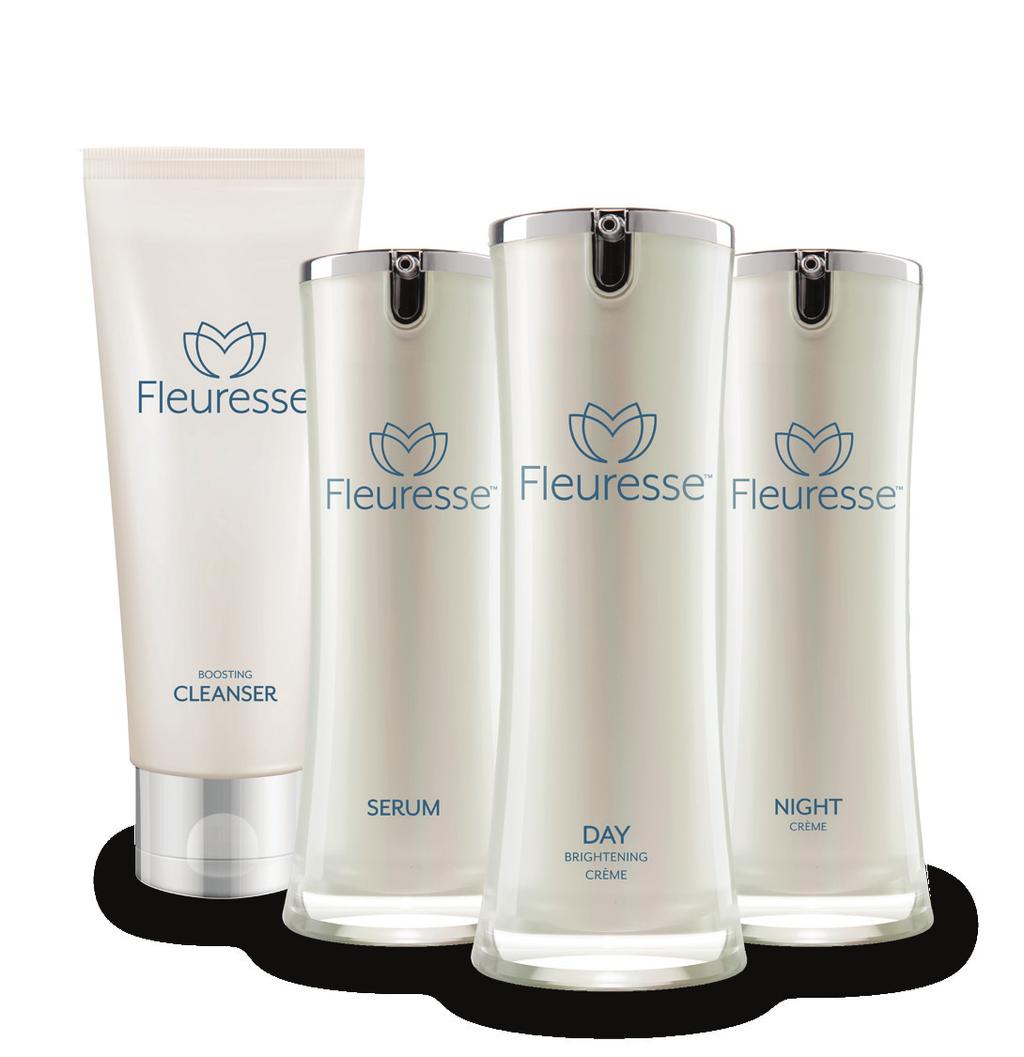 THE FLEURESSE SYSTEM Fleuresse is a scientifically engineered line of skin care products based on plant stem cells and other naturallyoccurring botanicals that hydrate and nourish your skin to give