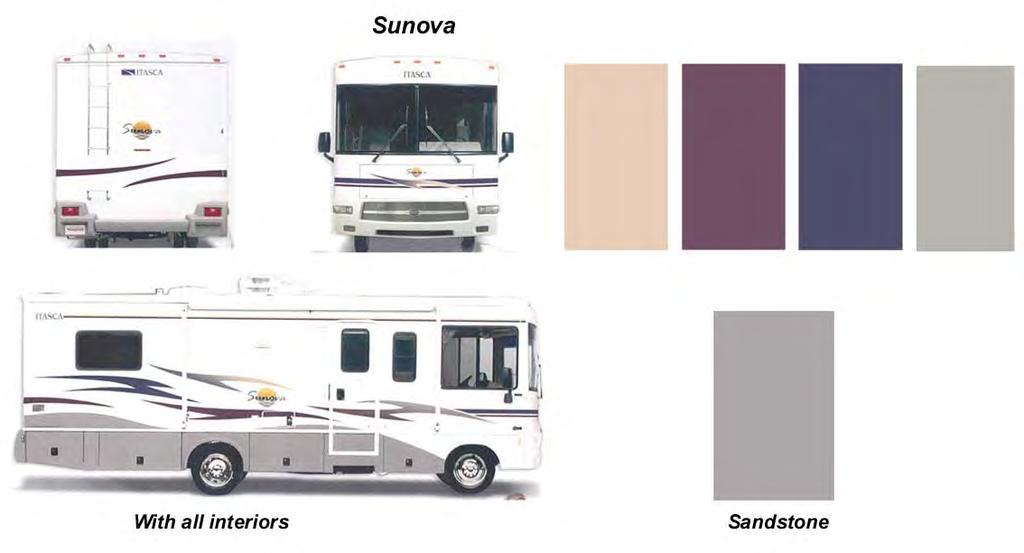 2005 SUNOVA Winnebago Industries Service Publications 2005 Paint Codes Main Body Color Bright White B8951 Valence Panels