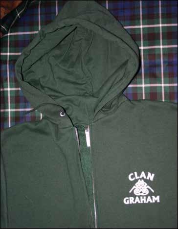 Clan Graham Clothing Dark green hoodie with zipper front and slash pockets (85%