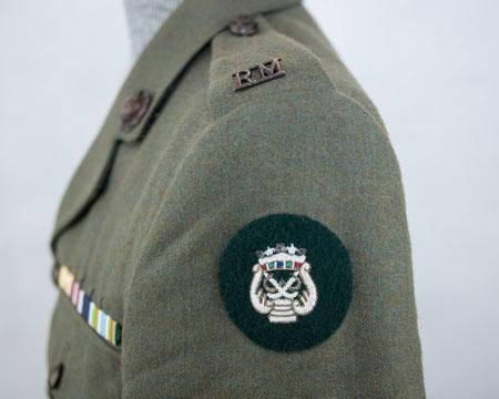 shoulder (Note 1) - centrally, top edge of badge 20mm below shoulder seam Prince s Badge: Embroidered royal cypher PP in a lyre