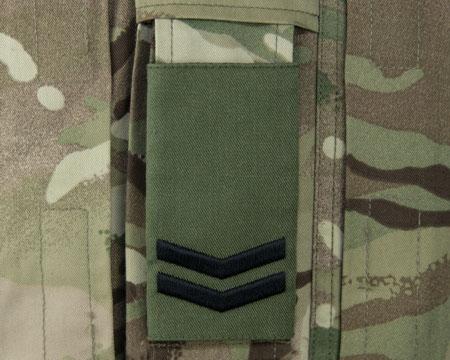 Effective October 2017 BRd 3(1) Sgt rank badge: Chevrons on a slide (black on