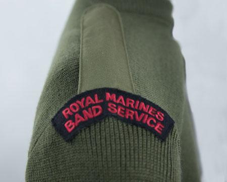 ROYAL MARINES BAND SERVICE shoulder flashes: Embroidered letters (red on dark blue) Effective October 2017 Below