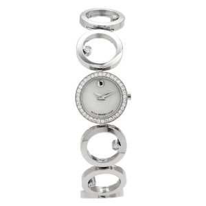 LADIES MOVADO ESQ STAINLESS STEEL AND WHITE DIAL - Dress watch, Three-hand Swiss quartz movement displaying polished silver-tone hour, minute and sweep seconds hands, Applied and polished silver-tone
