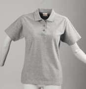 Flat-knit collar and placket with three buttons.