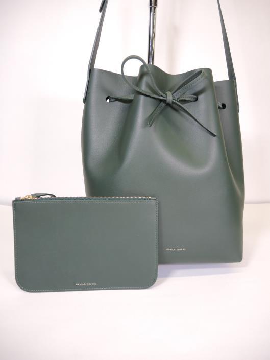 MANSUR GAVRIEL Forest Green Drawstring Bucket Bag Retailed for %595, sold in one day for $299.