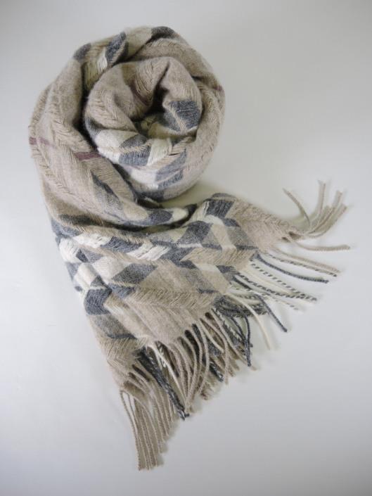 BURBERRY Large Tan and Grey Nova Check Plaid Woven Cashmere Scarf Sold in one day for $229. 10/21/17 This super soft, super snug, shawl-sized scarf is completely woven in cashmere.